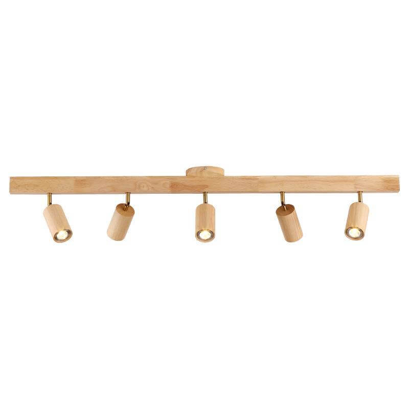 Modern Minimalist Solid Wood Metal Track Lighting LED Semi-Flush Mount Ceiling Light for Living Room