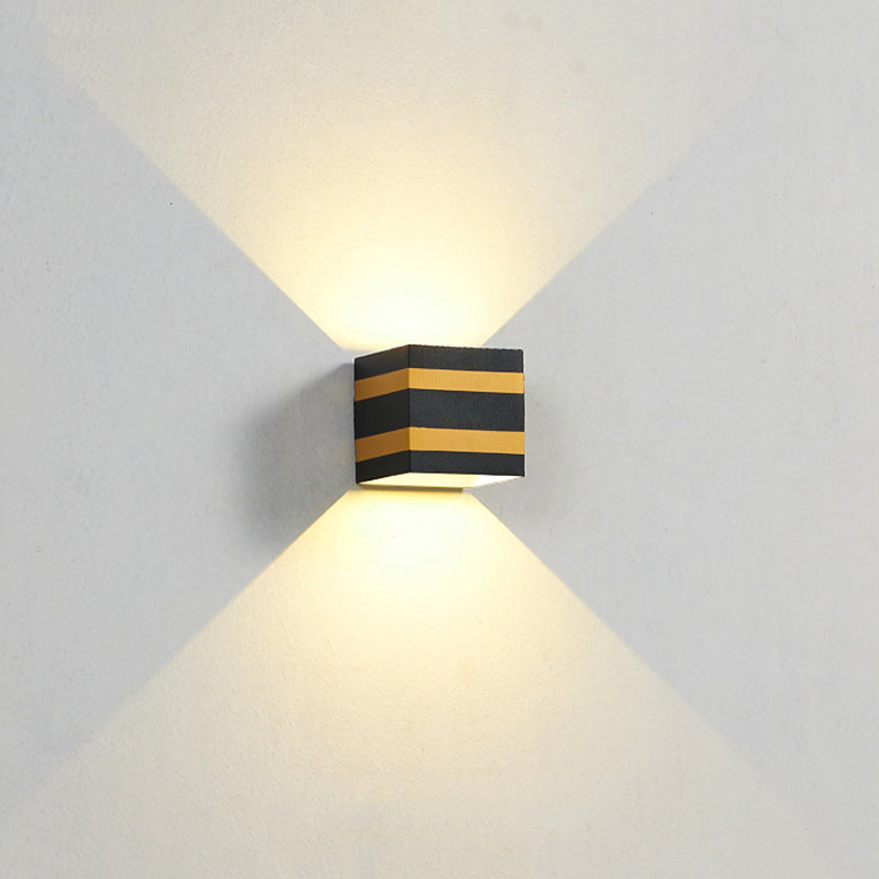 Modern Minimalist Square Cube Aluminum Waterproof LED Wall Sconce Lamp For Outdoor
