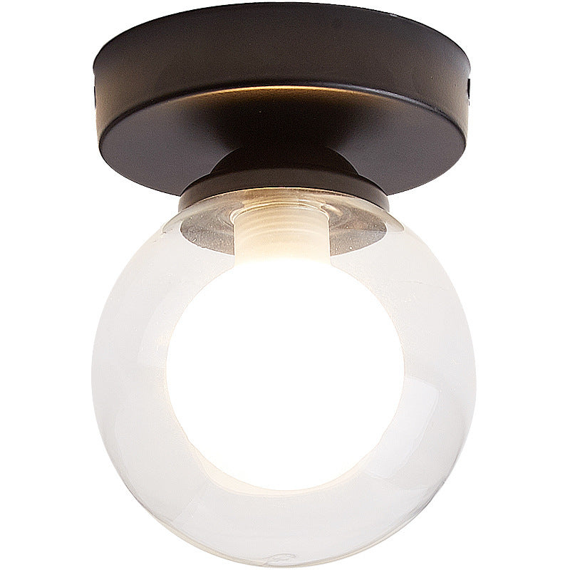 Modern Minimalist Glass Round Ball 1-Light Semi-Flush Mount Ceiling Light For Hallway