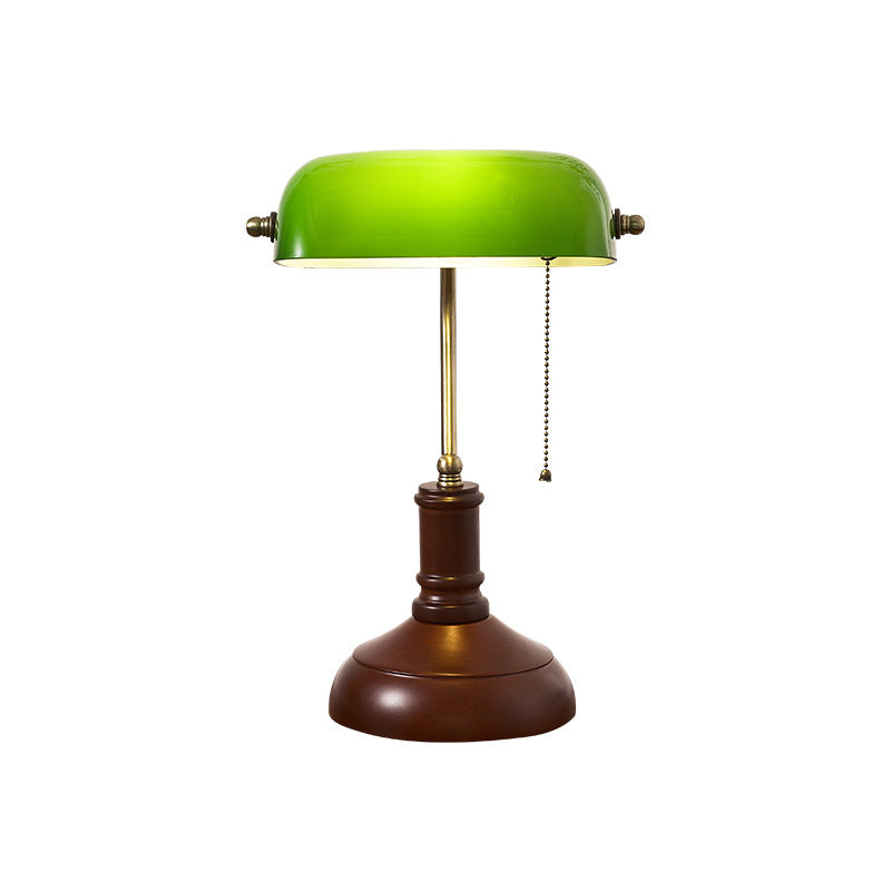 Traditional Vintage Solid Wood Glass Bank Zipper 1-Light Table Lamp For Bedroom
