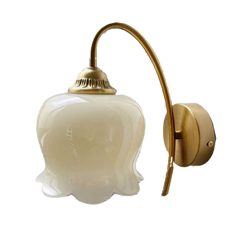 Traditional Vintage Floral Resin Copper Iron 1-Light Wall Sconce Lamp For Bedroom