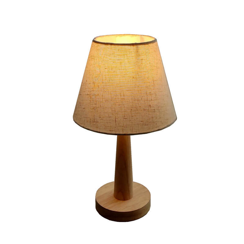 Modern Minimalist Wood Cotton Linen Petal Paper PVC Cone 1-Light Table Lamp for Living Room