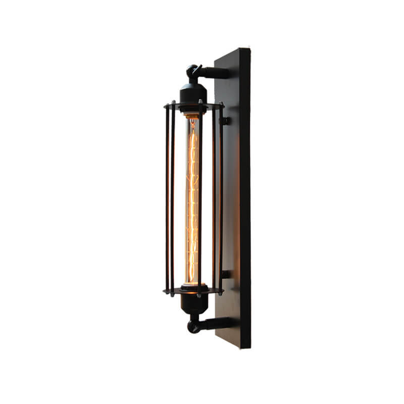 Contemporary Industrial Iron Rectangle Pencil-shaped 1-Light Wall Sconce Lamp For Living Room