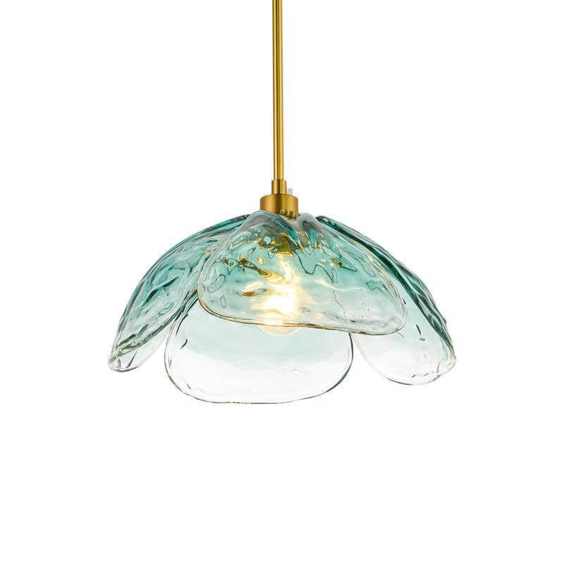 Modern Minimalist Flower-shaped Petal Iron Glass 1-Light Pendant Light For Living Room
