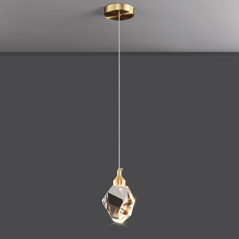 Modern Luxury Sparkling Crystal Stone Iron LED Pendant Light For Living Room