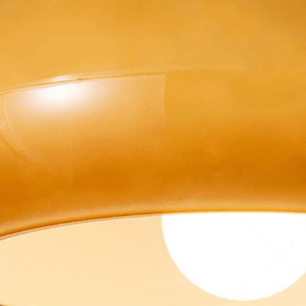 Modern Retro Round Solid Color Glass Electroplated Copper 1-Light Pendant Light Flush Mount Light