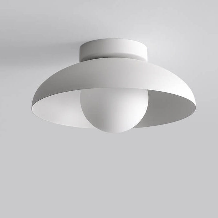 Contemporary Nordic Wabi-sabi Iron Glass 1-Light Semi-Flush Mount Light for Living Room