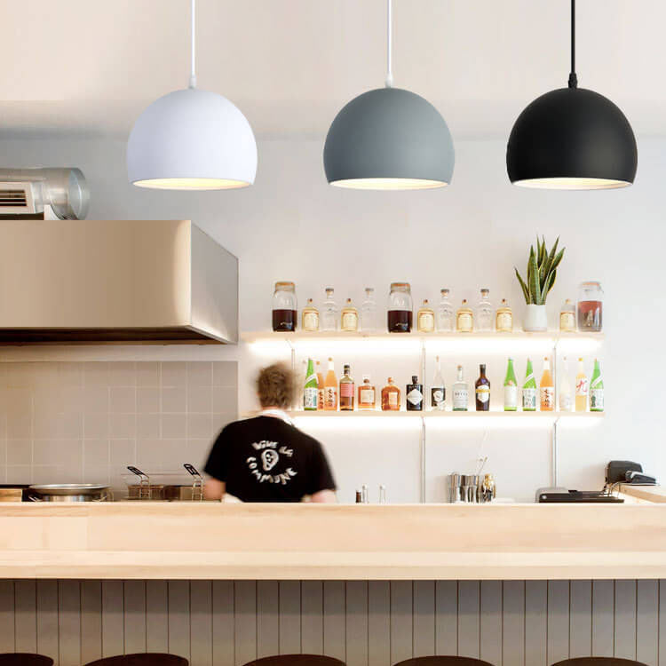 Modern Solid Color Round Head Iron 1-Light Pendant Light