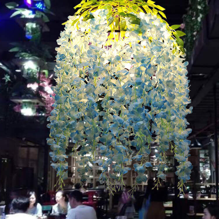 Contemporary Creative Iron Simulation of Flowers Plastic Silk Fabric Colorful Flower 1/3/5-Light Globe Flower Chandeliers For Living Room & Bedroom