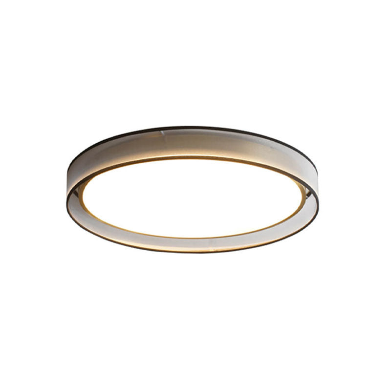 Contemporary Nordic Round Gauze Fabric Copper Acrylic LED Flush Mount Ceiling Light For Living Room & Bedroom
