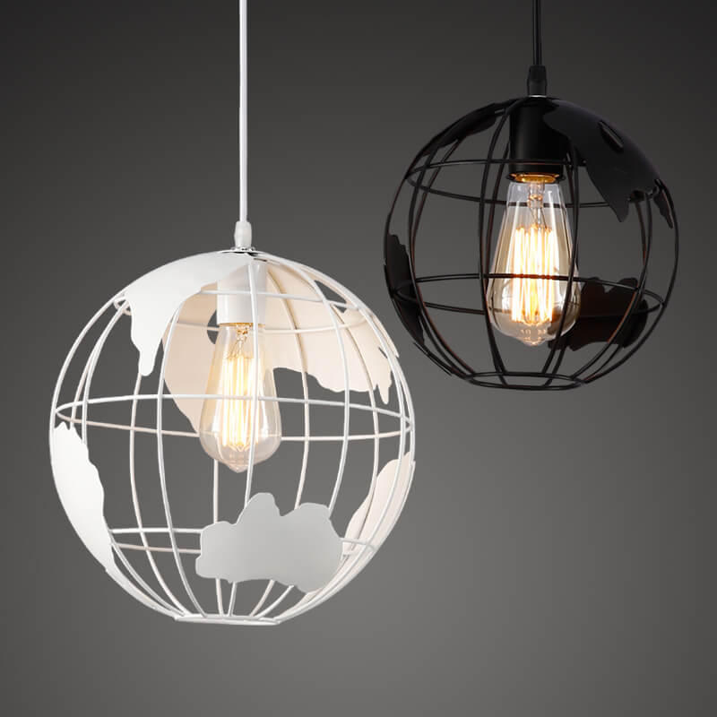 Contemporary Creative Round Earth Shaped Iron 1-Light Pendant Light For Living Room