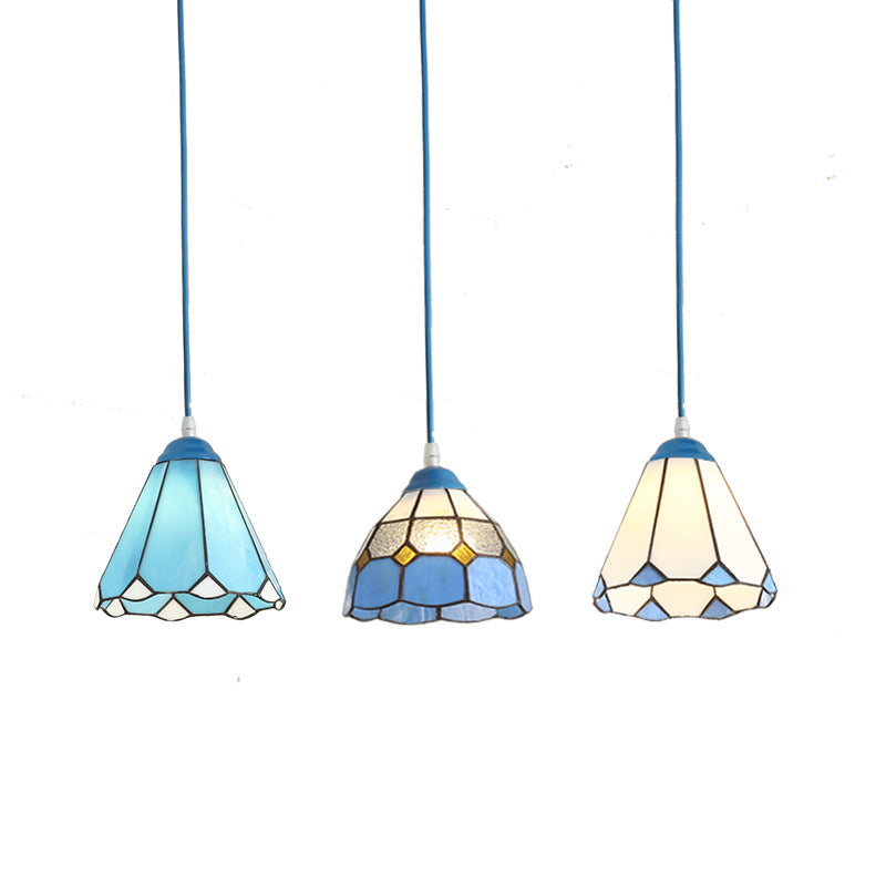 Traditional Tiffany Iron Glass 1 - Light Pendant Light For Dining Room