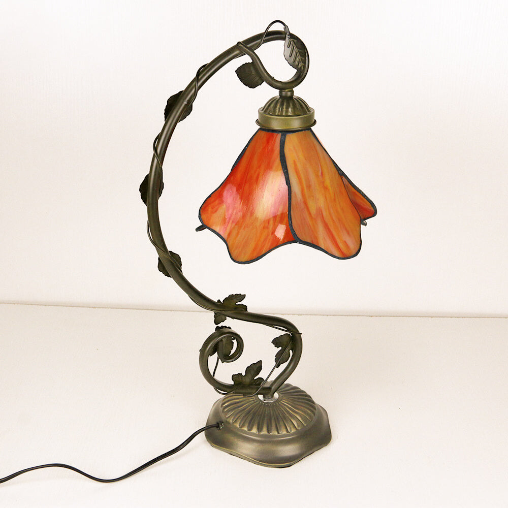 Tiffany Simple Flower Petal Resin Stained Glass 1-Light Table Lamp