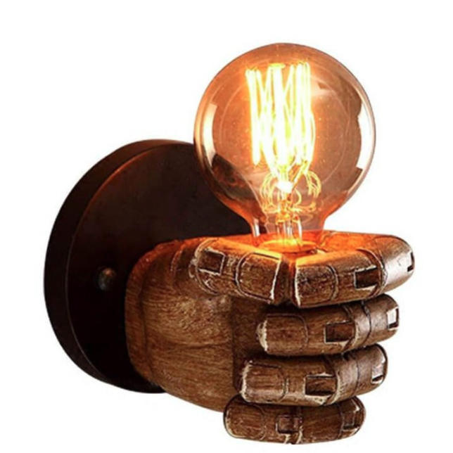 Contemporary Industrial Fist-shape Iron Resin 1-Light Wall Sconce Lamp For Living Room & Bedroom