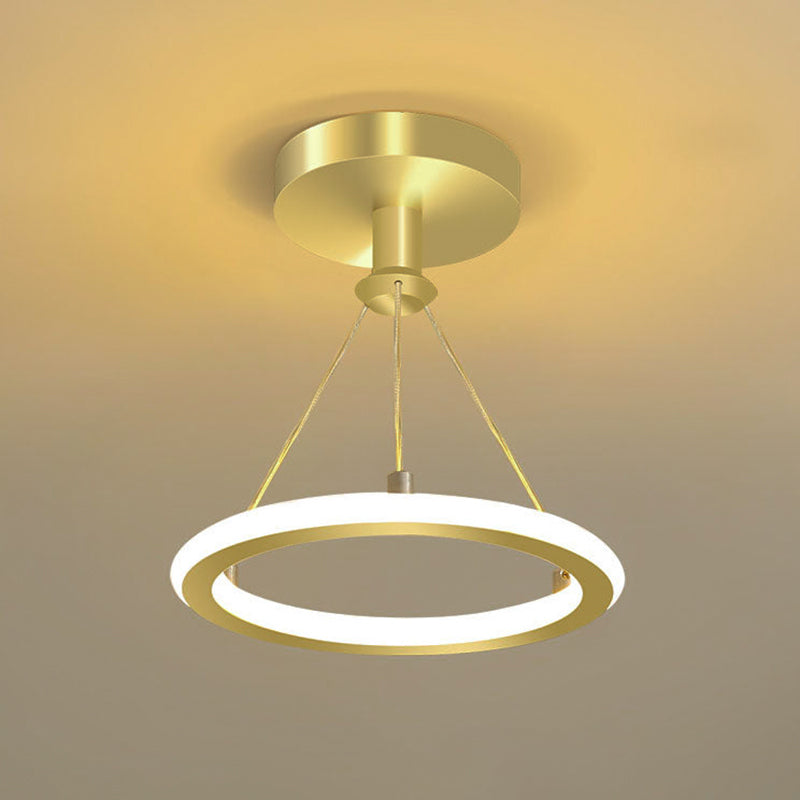 Modern Simplicity Aluminum Circle Strip LED Semi-Flush Mount Ceiling Light For Hallway