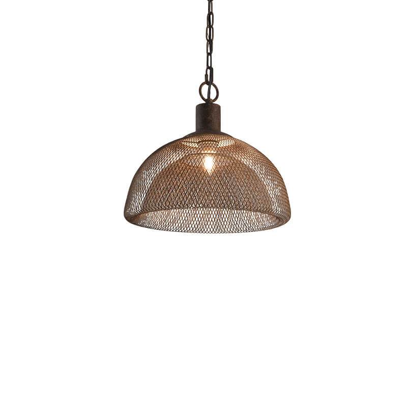 Contemporary Industrial Wrought Iron Hardware Half Round Aged 1-Light Pendant Light For Living Room