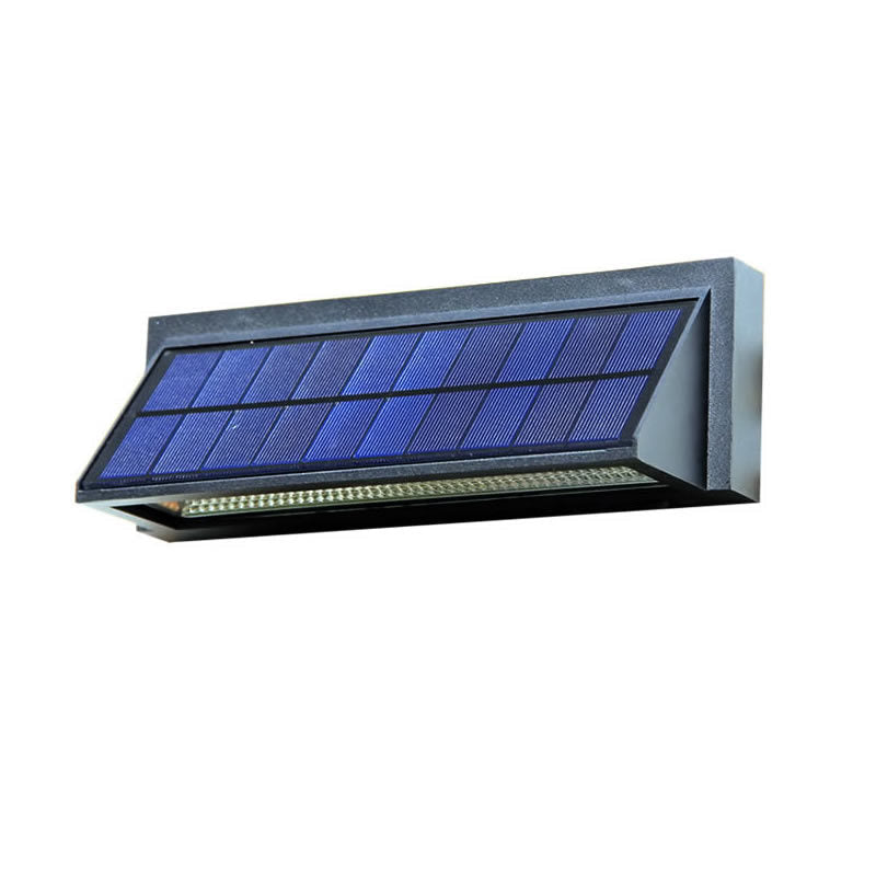 Modern Minimalist Solar Waterproof Aluminum Glass Rectangular Slant LED Patio Wall Sconce Lamp For Outdoor