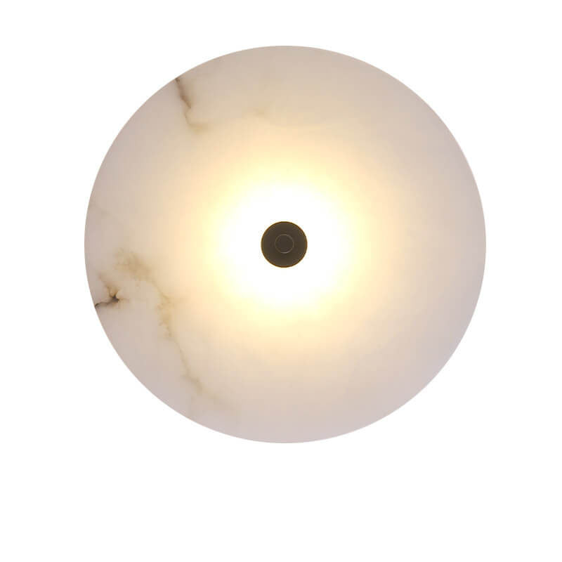 Contemporary Luxury Round Marble Iron LED Wall Sconce Lamp For Living Room & Bedroom