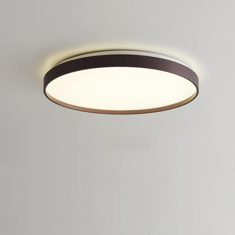 Modern Minimalist Round Solid Color Acrylic Iron LED Flush Mount Ceiling Light For Living Room & Bedroom