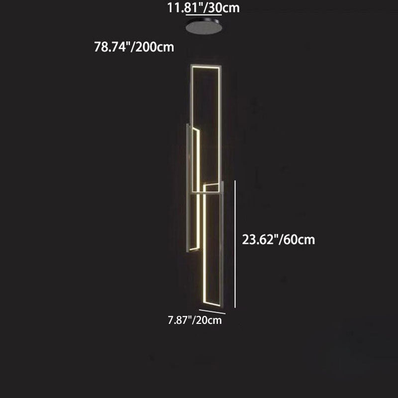 Modern Minimalist Iron Aluminum Silica Rectangular Square Ceiling Plate LED Chandelier For Stairway