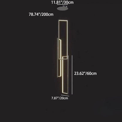 Modern Minimalist Iron Aluminum Silica Rectangular Square Ceiling Plate LED Chandelier For Stairway