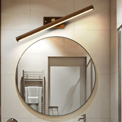 Nordic Minimalist Beechwood Copper Cylinder LED Bathroom Vanity Mirror Front Wall Sconce Lamp For Living Room & Bathroom