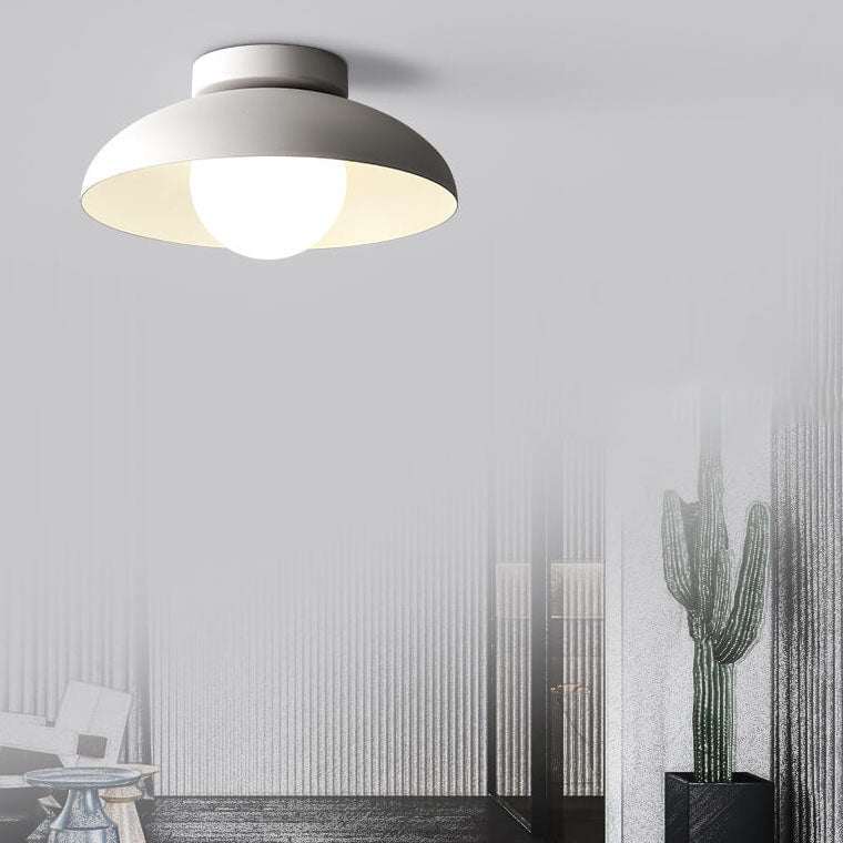 Contemporary Nordic Wabi-sabi Iron Glass 1-Light Semi-Flush Mount Light for Living Room