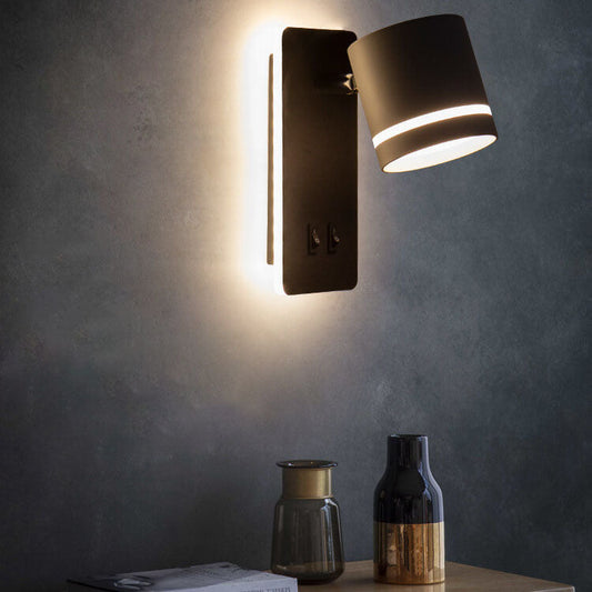Contemporary Nordic Iron Square Spotlight Rotatable LED Reading Wall Sconce Lamp For Living Room & Bedroom