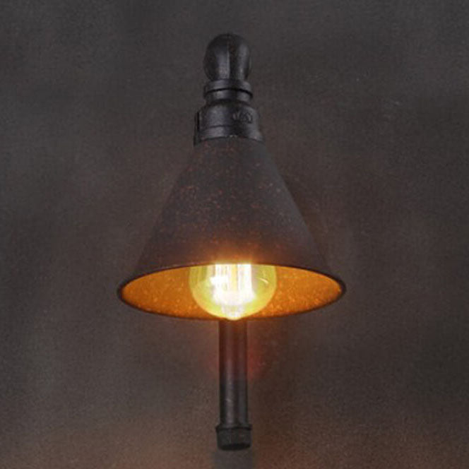 Contemporary Industrial Plumbing Cone Iron 1-Light Wall Sconce Lamp for Living Room