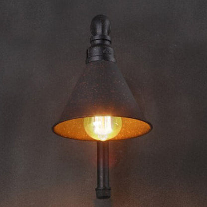 Contemporary Industrial Plumbing Cone Iron 1-Light Wall Sconce Lamp for Living Room