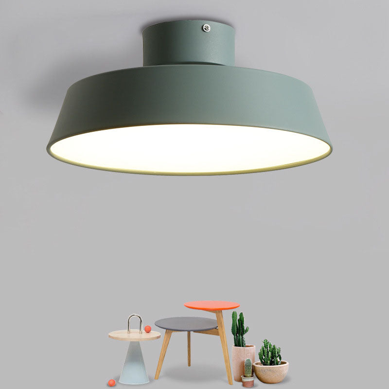 Contemporary Scandinavian Round Pot Iron LED Flush Mount Ceiling Light for Living Room