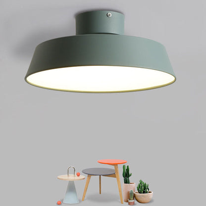 Contemporary Scandinavian Round Pot Iron LED Flush Mount Ceiling Light for Living Room