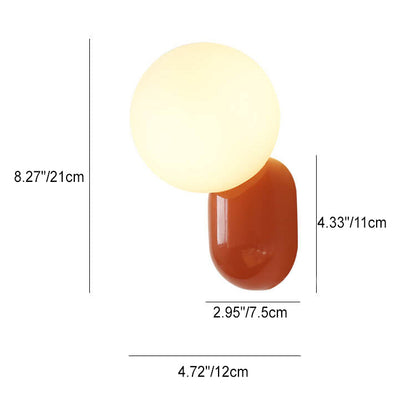 Modern Minimalist Macaron Cream Style Resin Glass Ball 1-Light Wall Sconce Lamp