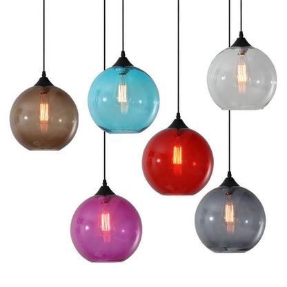 Modern Minimalist Stained Round Glass Iron 1-Light Pendant Light for Living Room