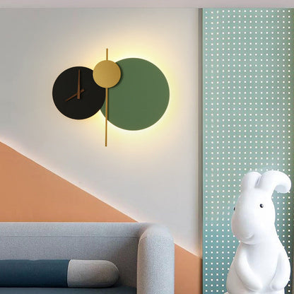 Modern Minimalist Round Iron Acrylic LED Clock Wall Sconce Lamp