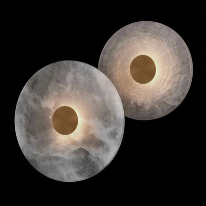Modern Minimalist Round Iron Marble LED Wall Sconce Lamp For Bedroom