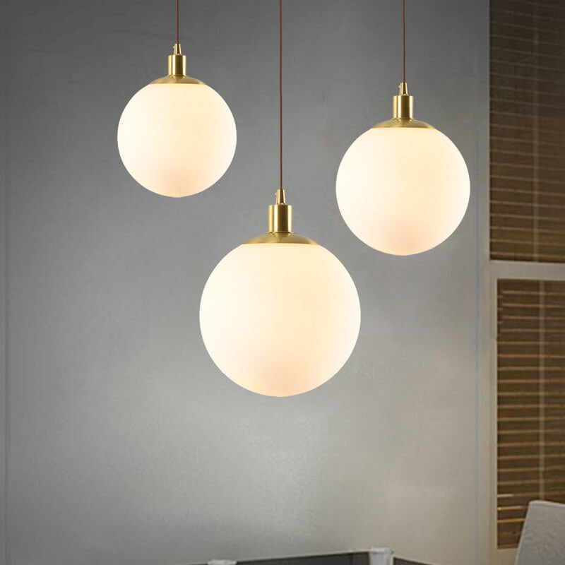 Contemporary Nordic Minimalist White Orb 1-Light Pendant Light For Bedroom