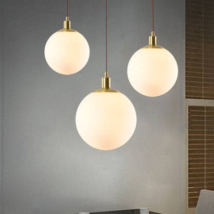Contemporary Nordic Minimalist White Orb 1-Light Pendant Light For Bedroom