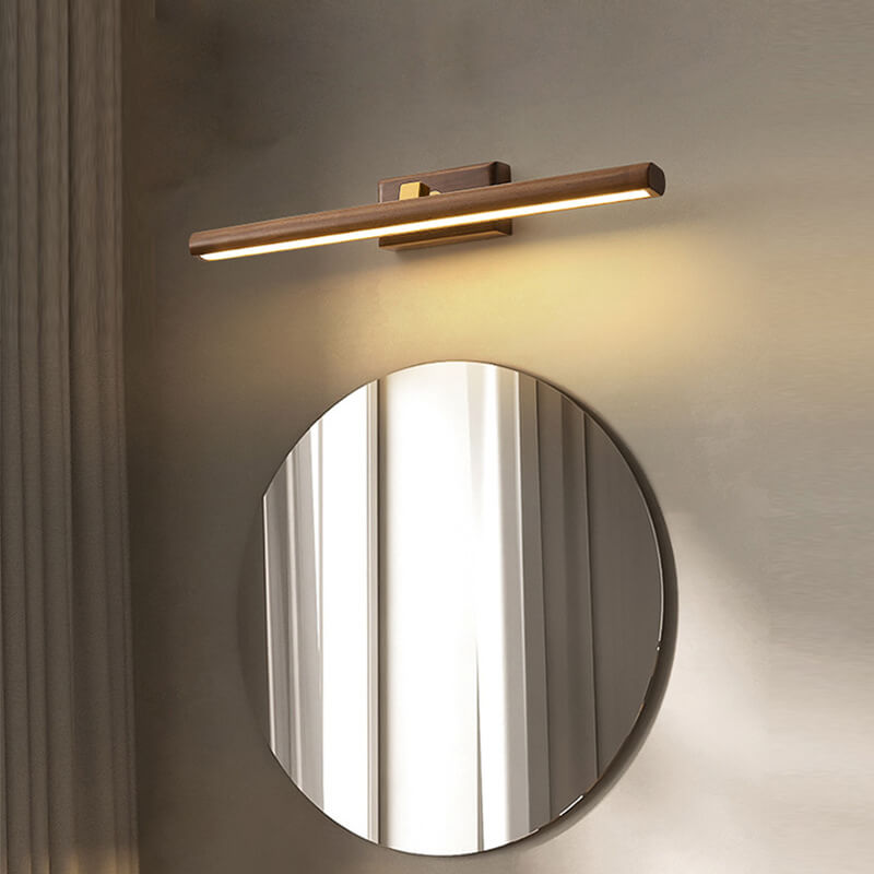 Nordic Minimalist Beechwood Copper Cylinder LED Bathroom Vanity Mirror Front Wall Sconce Lamp For Living Room & Bathroom