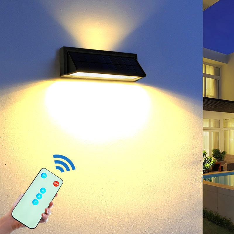 Modern Minimalist Solar Waterproof Aluminum Glass Rectangular Slant LED Patio Wall Sconce Lamp For Outdoor