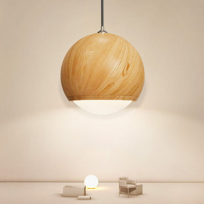 Traditional Japanese Iron Round Oval Iron 1-Light Pendant Light For Living Room & Bedroom