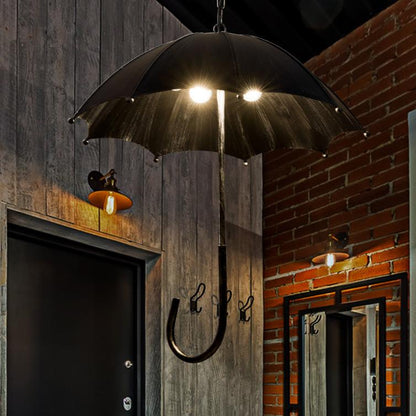 Contemporary Industrial Round Iron 5-Light Umbrella Chandeliers For Living Room