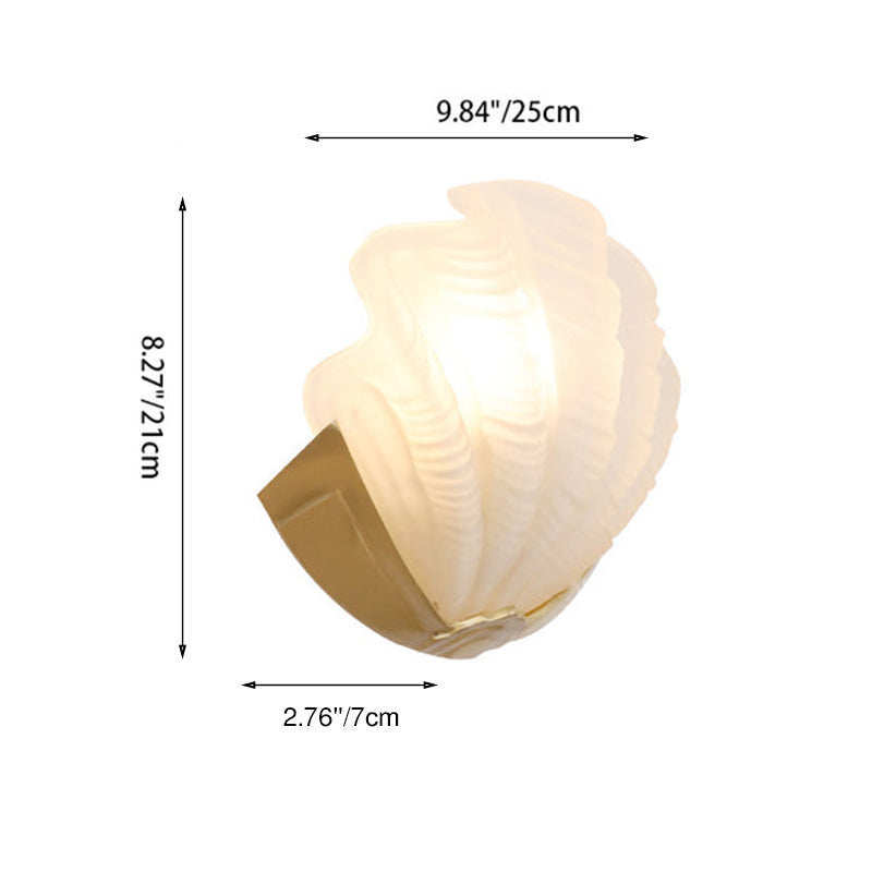 Modern Art Deco Shell Brass Glass 1-Light Wall Sconce Lamp For Living Room