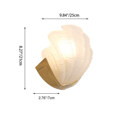 Modern Art Deco Shell Brass Glass 1-Light Wall Sconce Lamp For Living Room