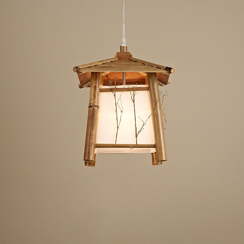 Traditional Japanese Bamboo Weaving Metal 1-Light Pendant Light