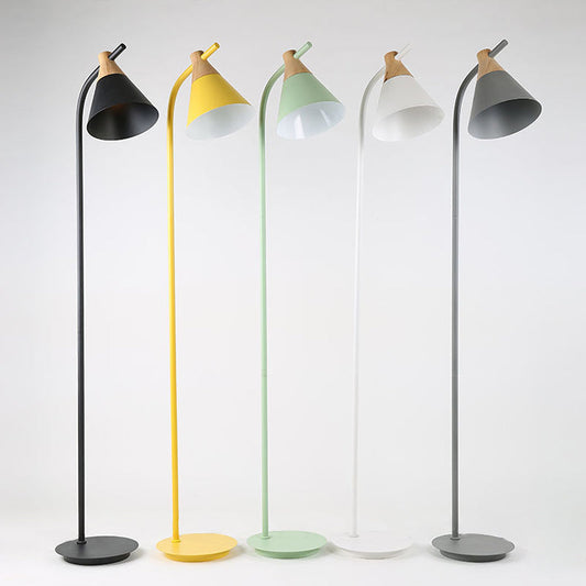 Contemporary Nordic Round Macaron Metal 1-Light Standing Floor Lamp For Living Room