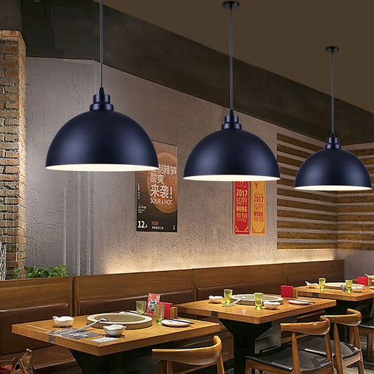 Contemporary Industrial Iron Dome Pot Lid 1-Light Pendant Light For Dining Room