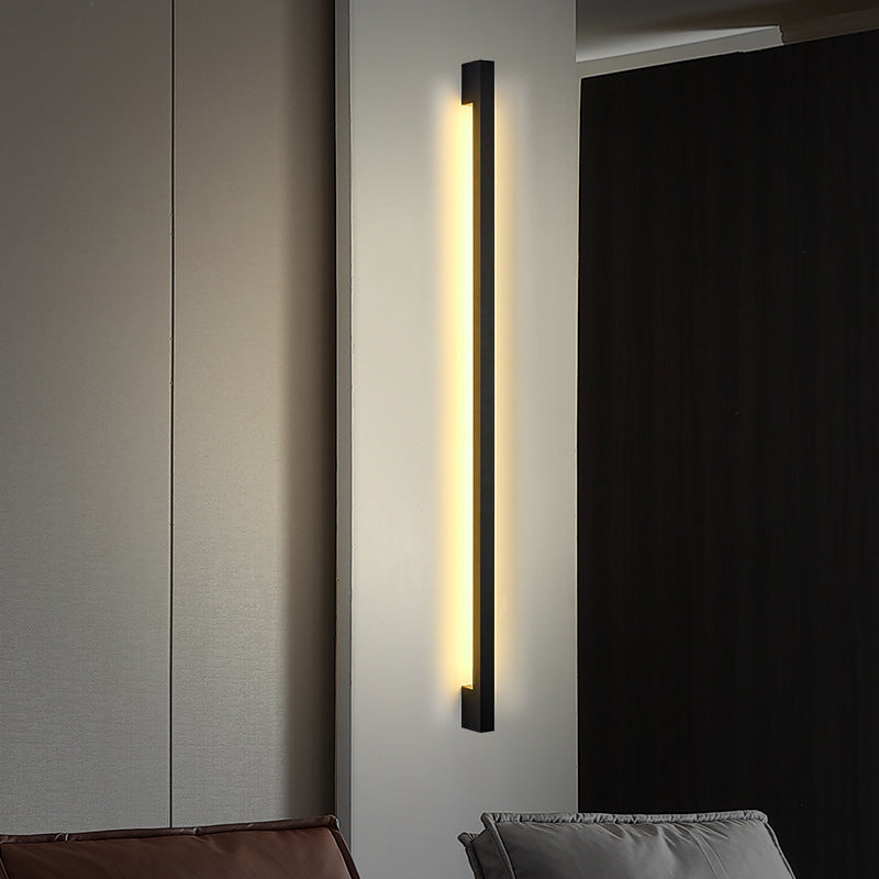 Modern Simplicity Long Strip Iron Silicone LED Wall Sconce Lamp for Living Room