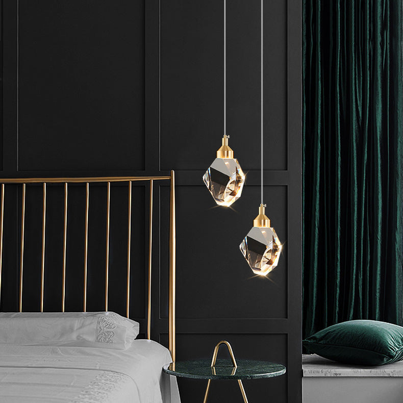 Modern Luxury Sparkling Crystal Stone Iron LED Pendant Light For Living Room