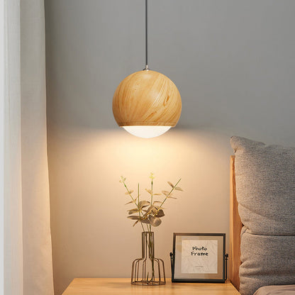 Traditional Japanese Iron Round Oval Iron 1-Light Pendant Light For Living Room & Bedroom